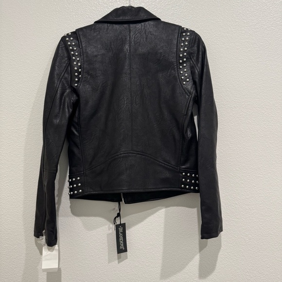Blank NYC Black Studded Moto Biker Jacket Size XS Vegan Leather - Picture 9 of 10